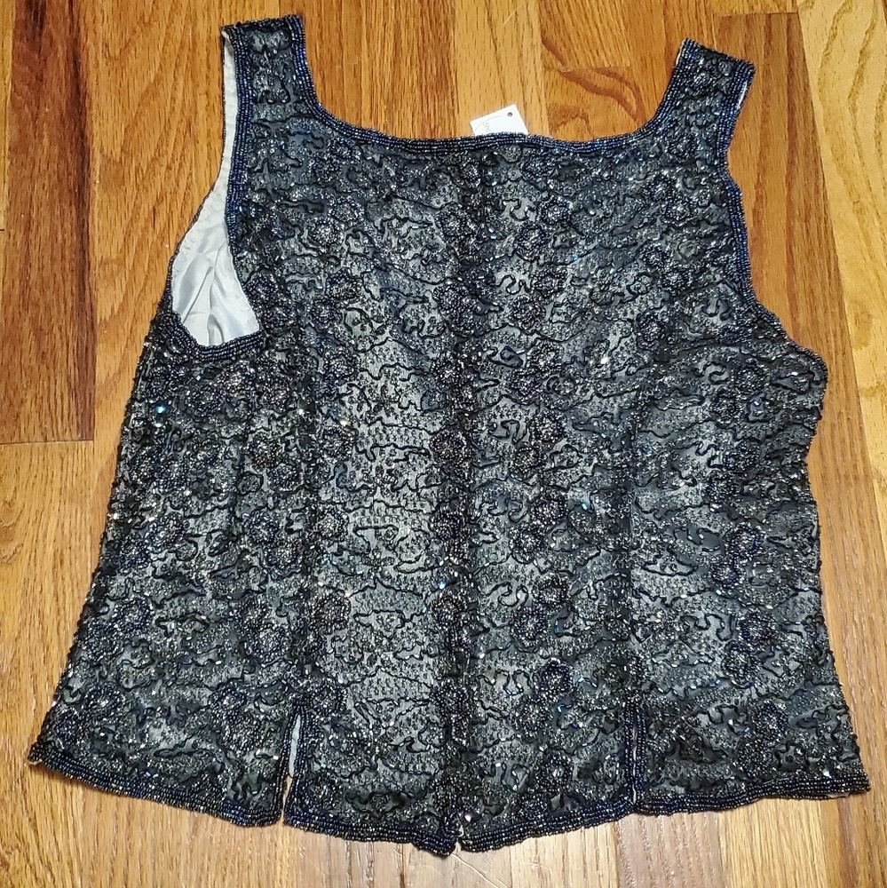 NWT! Adrianna Papell Gorgeous Embellished Sleeveless Blouse Size 14 Petite - Picture 4 of 9